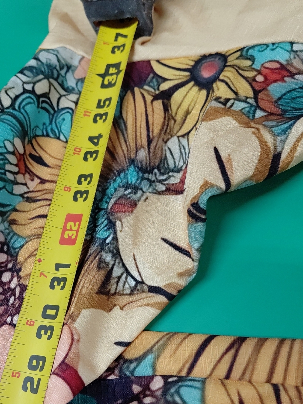 Boho Floral Tunic Top in Teal & Cream - Picture 10 of 12